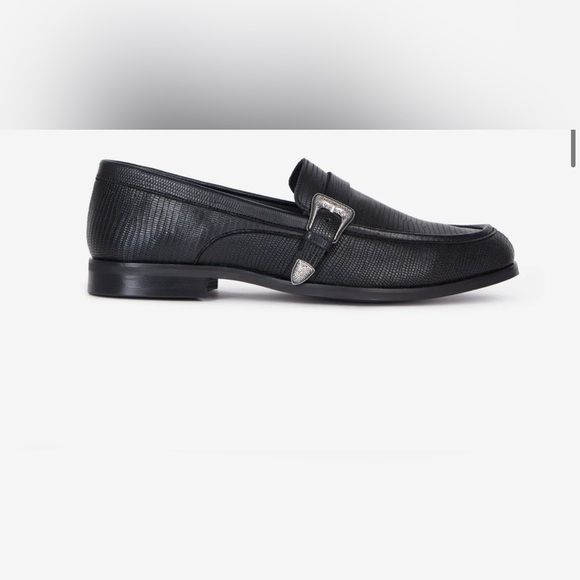 THE KOOPLES Men’s BLACK LEATHER LOAFERS WITH WESTERN BUCKLE, size 42/US 9/BNIB - Picture 1 of 12